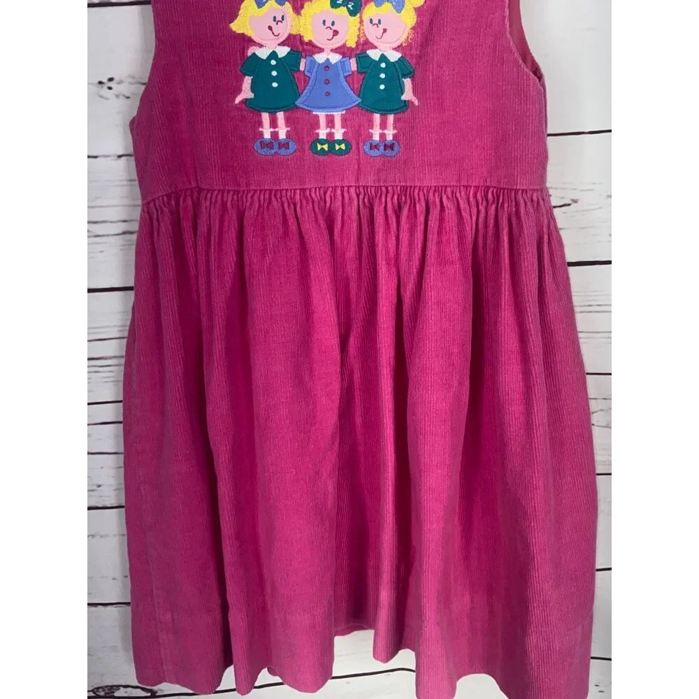 Vintage Fast Friends‎ Girl’s Pink Corduroy Girls Dress Size 4 Button Up Back USA